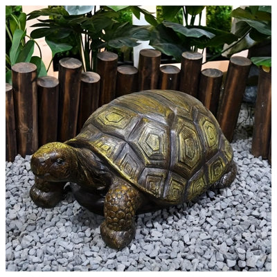 21.2" Large Bronze Turtle Statue, Realistic Resin Garden Sculpture with Intricate Hexagonal Shell Design, Weather-Resistant Indoor & Outdoor Decor for Lawn, Balcony, Patio, Unique Gift & Garden Art