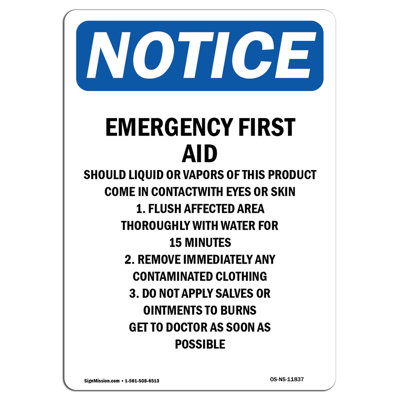 Emergency First Aid Should Liquid Sign