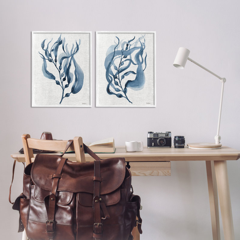Flic Blue Herbs, ensemble de 2 giclées encadrées, design par Carol Robinson, H 20 po x l 16 po