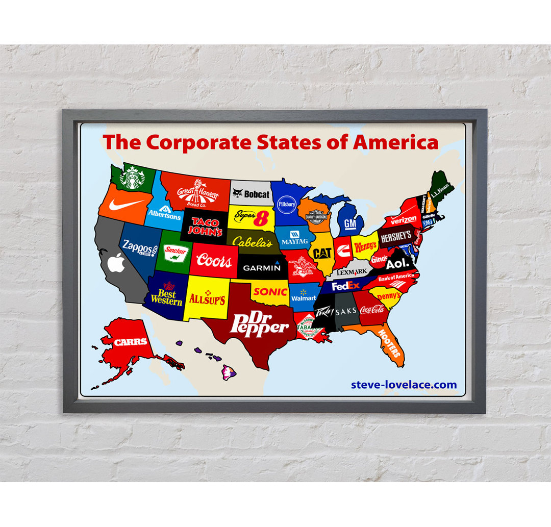 United Corporations Of America Map - Einzelbildrahmen Kunstdrucke auf Leinwand