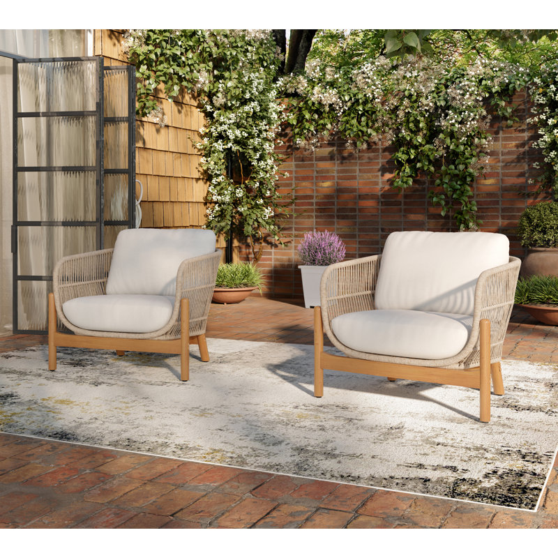 Ensemble de 2 chaises club de patio en bois Lyal