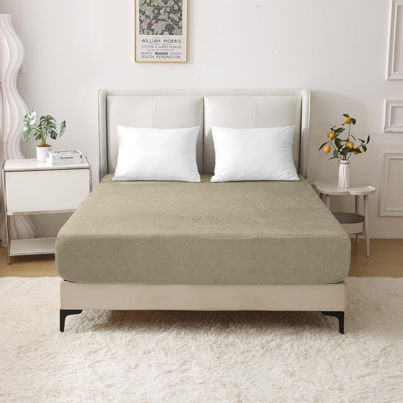 Sherlynn Cotton Blend Jersey Fitted Sheet - Ultrasoft, Perfect Fit, Breathable and Durable, King (5'), Beige
