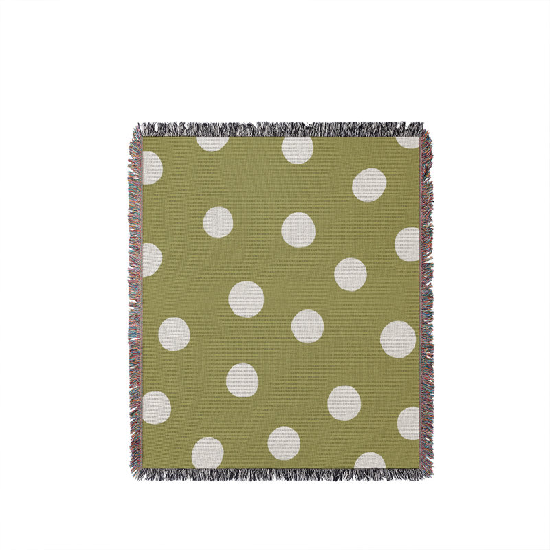 Couverture 100% coton à pois Leonore, 50 po x 70 po - Double / Double, Chartreuse