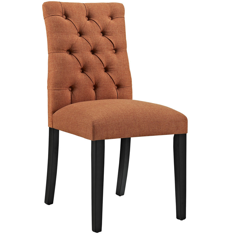 Modway Duchess Button Tufted Fabric Dining Chair, Orange, 4