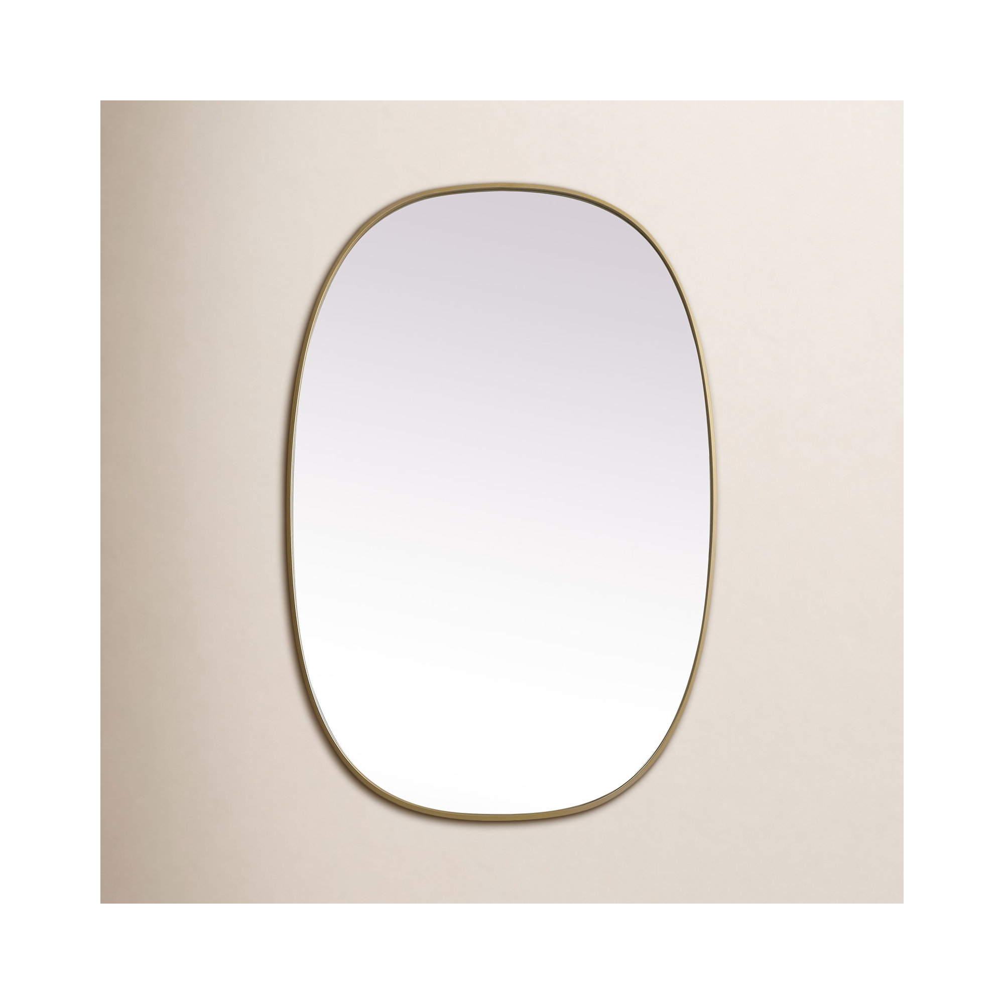 Sabine Metal Curved Oval Wall Mirror, 40" x 27", Brass