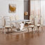 Table de salle à manger en marbre pour 6 personnes, table de salle à manger rectangulaire en faux marbre 70 po avec base en acier inoxydable à finition miroir, table de cuisine moderne en marbre de grande taille-1004167786