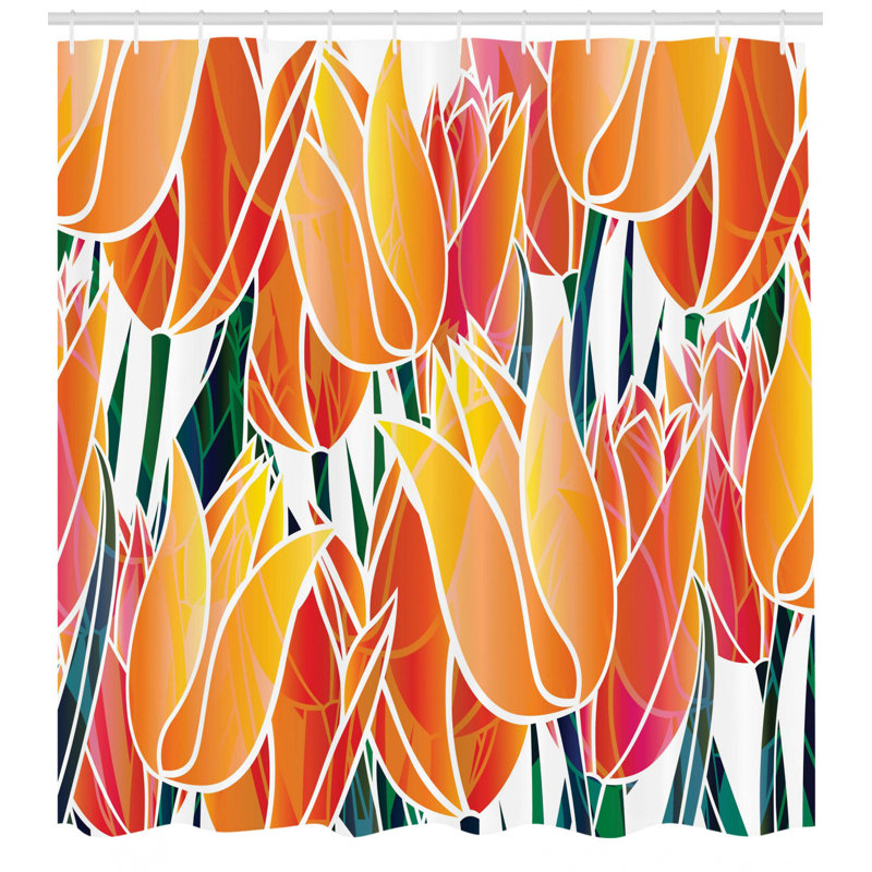 Ensemble de rideau de douche Tulip Garden, H 69 po x l 105 po
