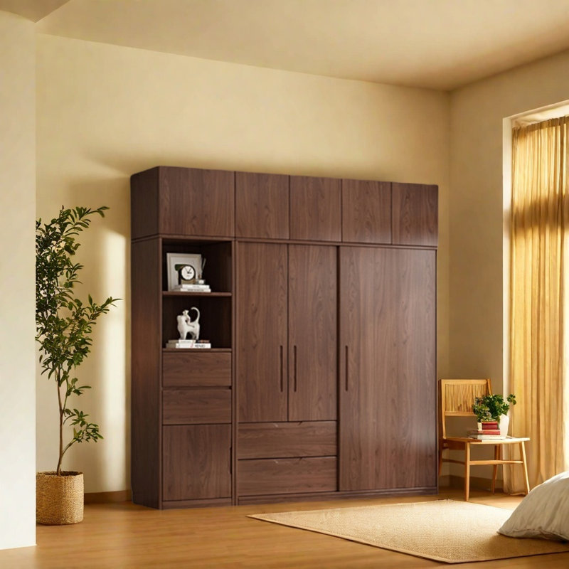 Garde-robe simple couleur noyer classique, H 98,43 po x l 78,74 po x P 23,62 po