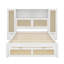 Lit plateforme simple avec 2 casiers de rangement, lit simple en bois avec tiroir et tablette de rangement sur la tête de lit, lit plateforme multifonctionnel avec rotin naturel-1060706175