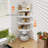 Floating Corner Shelves Set Of 4, Wooden Wall Mounted Corner Shelf With Cable Management Hole For Bathroom Living Room Office, Space Saving Storage Solution
