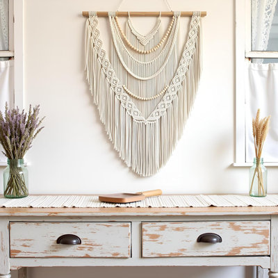 Large Macrame Wall Hanging, 27'' W x 36'' L Boho Art Tapestry Wall Decor for Urban entryway