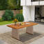Table de salle à manger d'extérieur en bois d'acacia, finition teck + osier brun-814577110