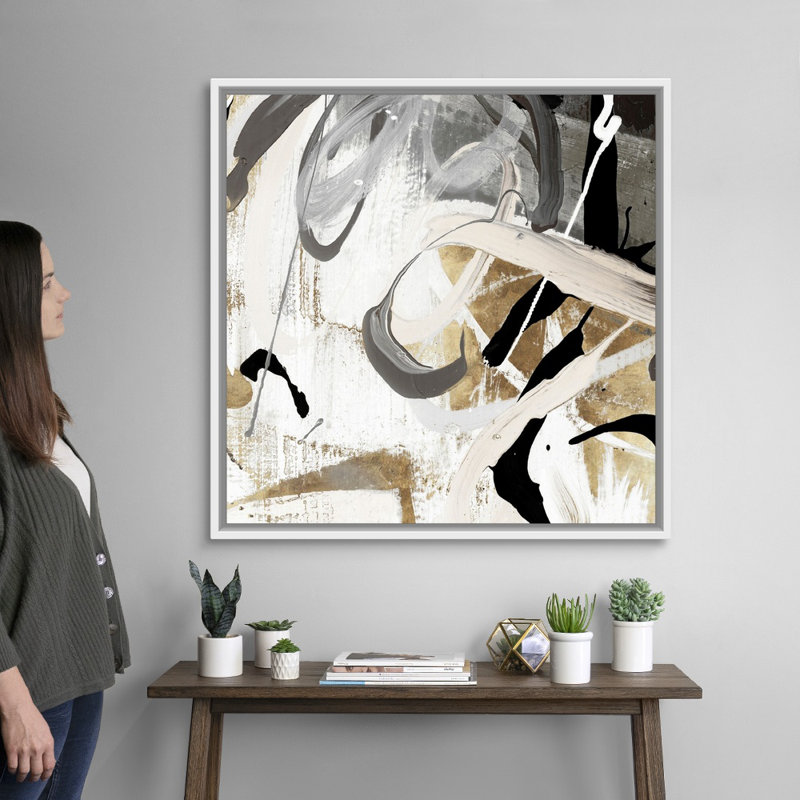 " Tangled I " Painting Print, Floater Framed Canvas, Natural, 25.25" H x 25.25" W
