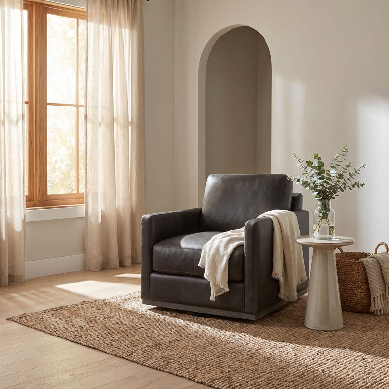 Fauteuil pivotant en cuir Monterrey