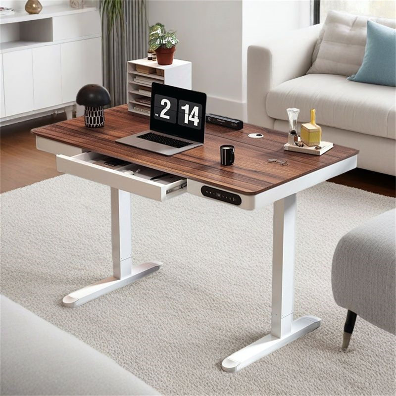 Smart  Electric Standing Desk With LCD Display & Anti-Collision System | Programmable Height-Adjustable Workstation With 70-115Cm Range | 140X60cm Rounded Desktop & Carbon Steel Frame