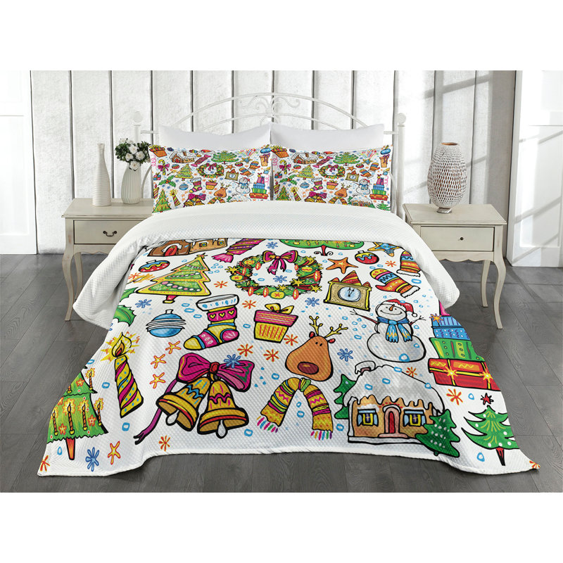 Twin White Quilted Kids Bedspread Set with Pillow Sham