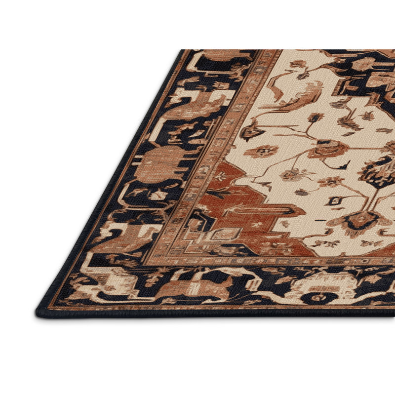 Machine Washable Persian Brown Area Rug, Square 5'