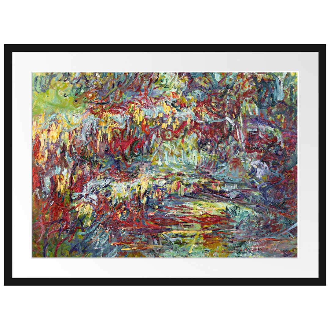 Gerahmter Kunstdruck Japanese Bridge over Lily Pond V von Claude Monet