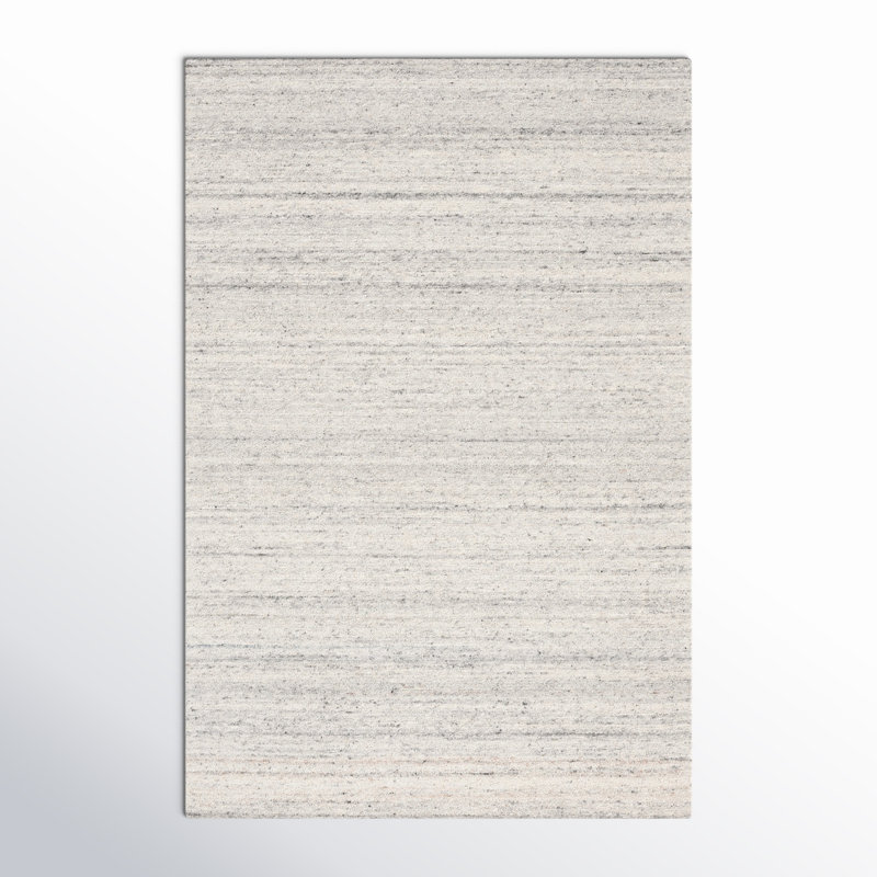 Tapis gris en laine et coton tissé à plat à la main Lanny, Rectangle 6 pi x 9 pi