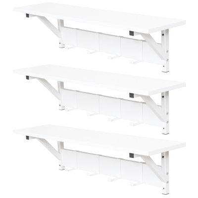 Ciardi Floating Shelf with Hooks - Wall Mounted Storage Shelf, Space Saving Organizer