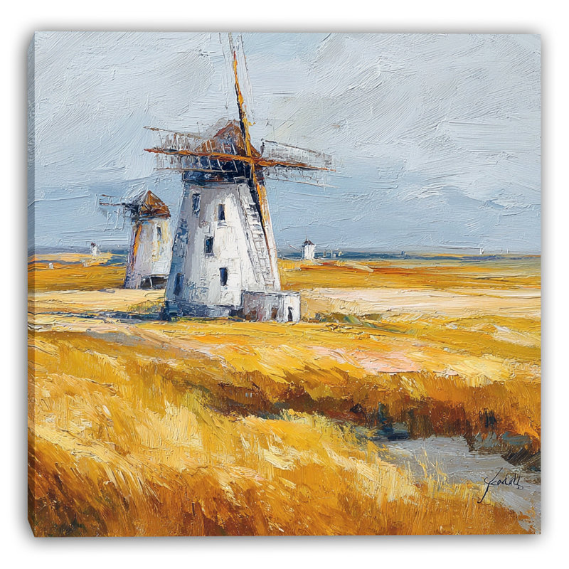 «Golden Windmills», art mural sur toile tendue, H 12 po x l 12 po