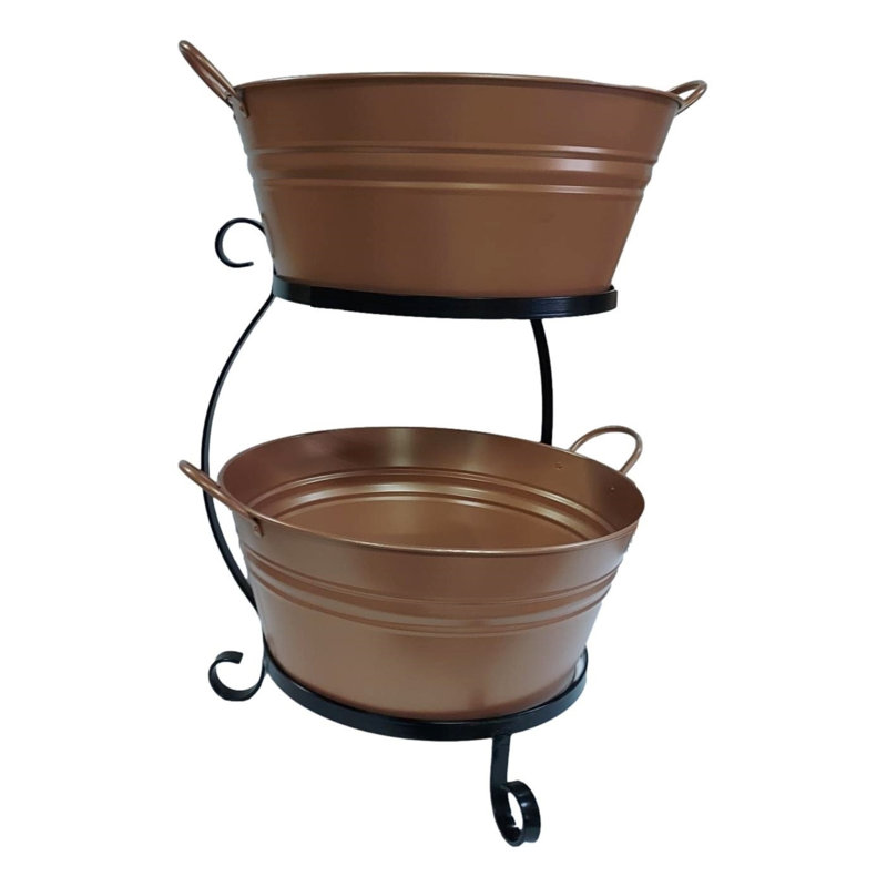 Enameled Metal Beverage Tub, Glazed Caramel