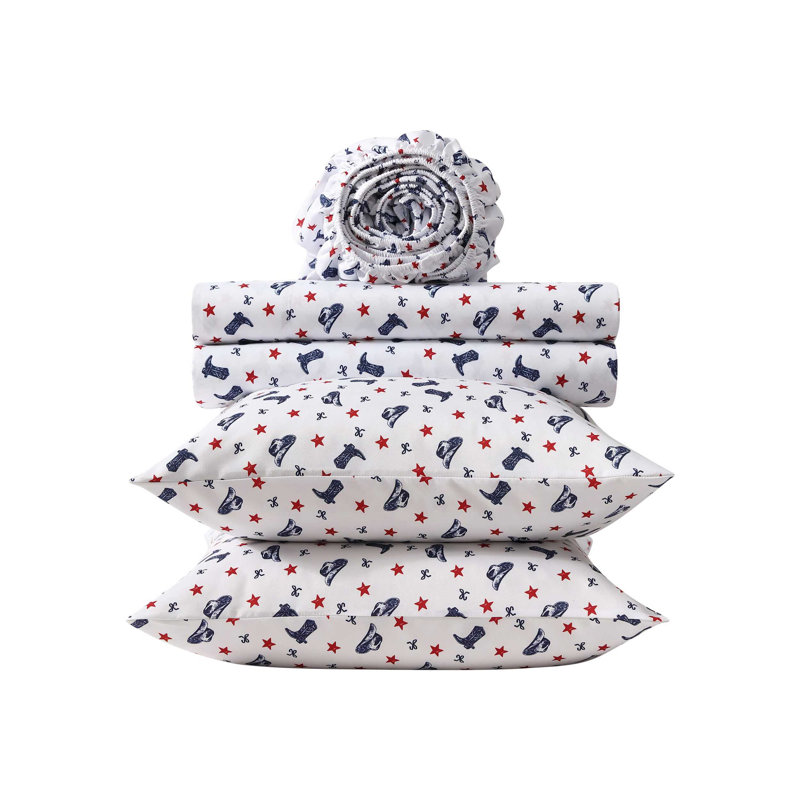 Wrangler Printed Cozy Novelty Sheet Sets, Cacti Green, Queen Sheet Set with 2 Pillowcases