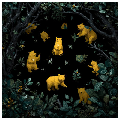 Édredon Yellow Bears In Forest