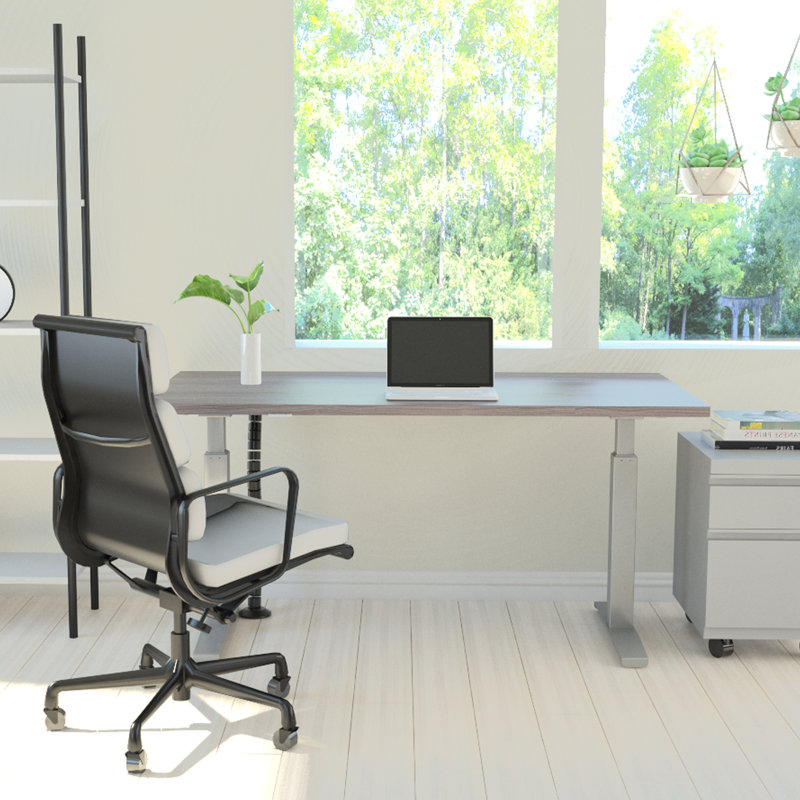 Bureau à hauteur réglable REVOH, Érable iconique, H 50 po x l 60 po x P 24 po