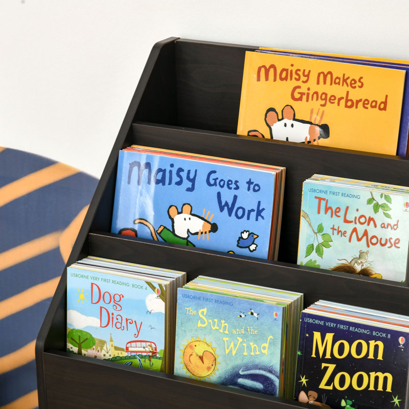 Étagère pour enfants avec étagère de rangement pour livres et bibliothèque, Brun