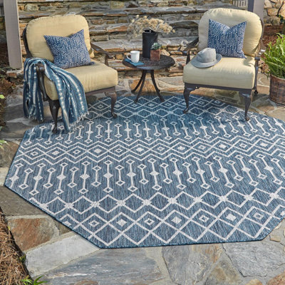 Innsbrook Southwestern Power Loom Teal Indoor/Outdoor Area Rug