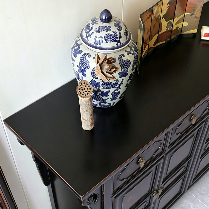 Armoire d'entrée Mid-Century noire patinée