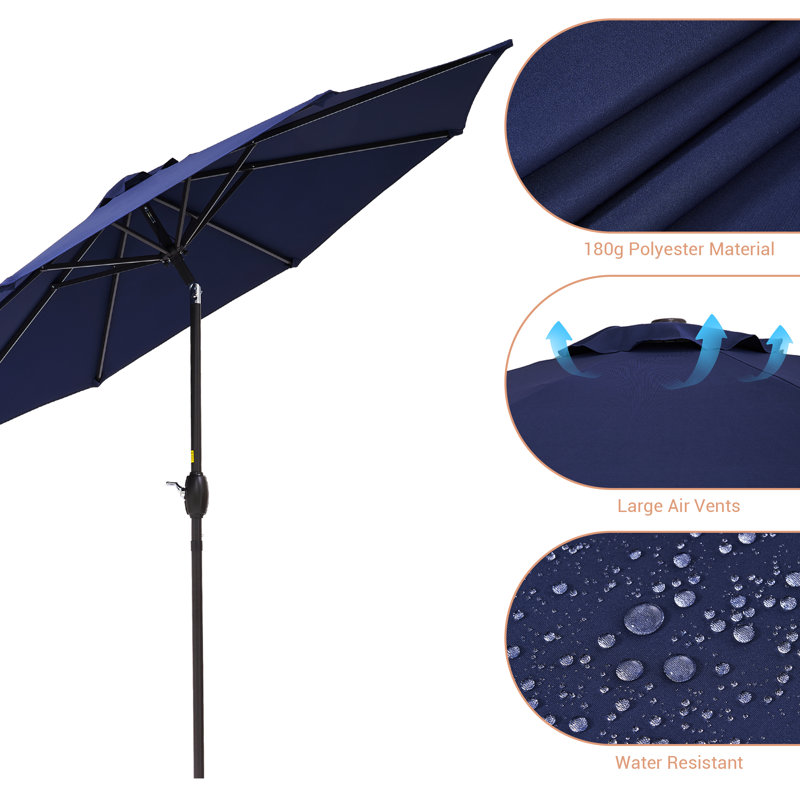 Parasol de marché rond 106,3 po Asyraf, Bleu marine