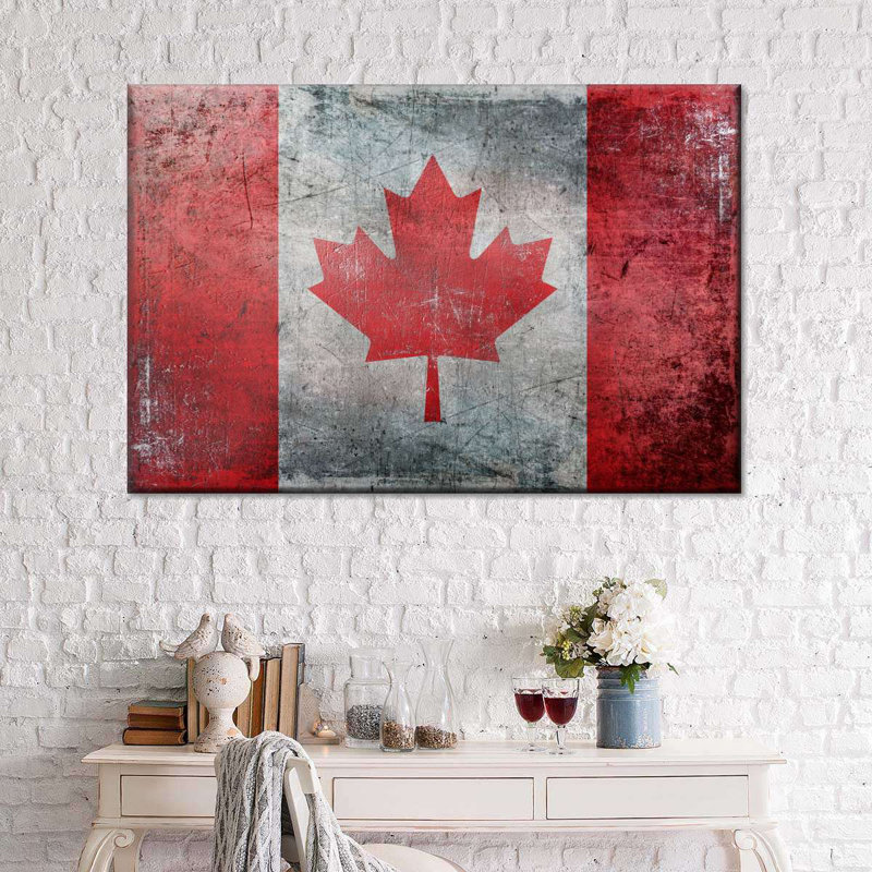 Impression sur toile du drapeau du Canada, H 16 po x l 24 po x P 1,25 po