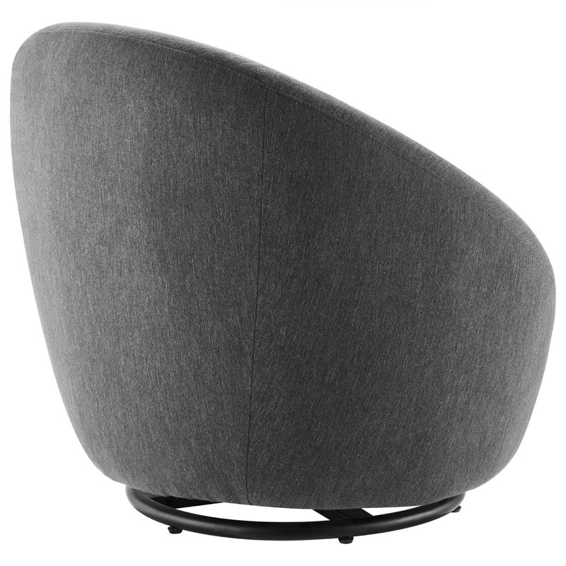 Charcoal Black Velvet Swivel Accent Chair with Metal Base
