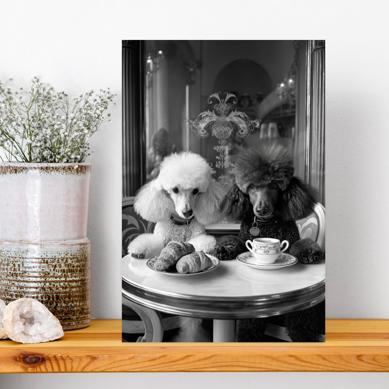 «Chic Poodle Breakfast Classic Vintage Dog», reproduction d'art murale, H 18 po x l 12 po