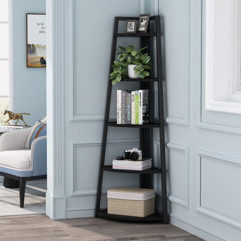 176cm H Steel Corner Bookcase, Black
