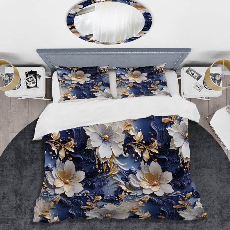 Literie en marbre Celestial Mirage, Housse de couette pour grand lit et 2 taies décor