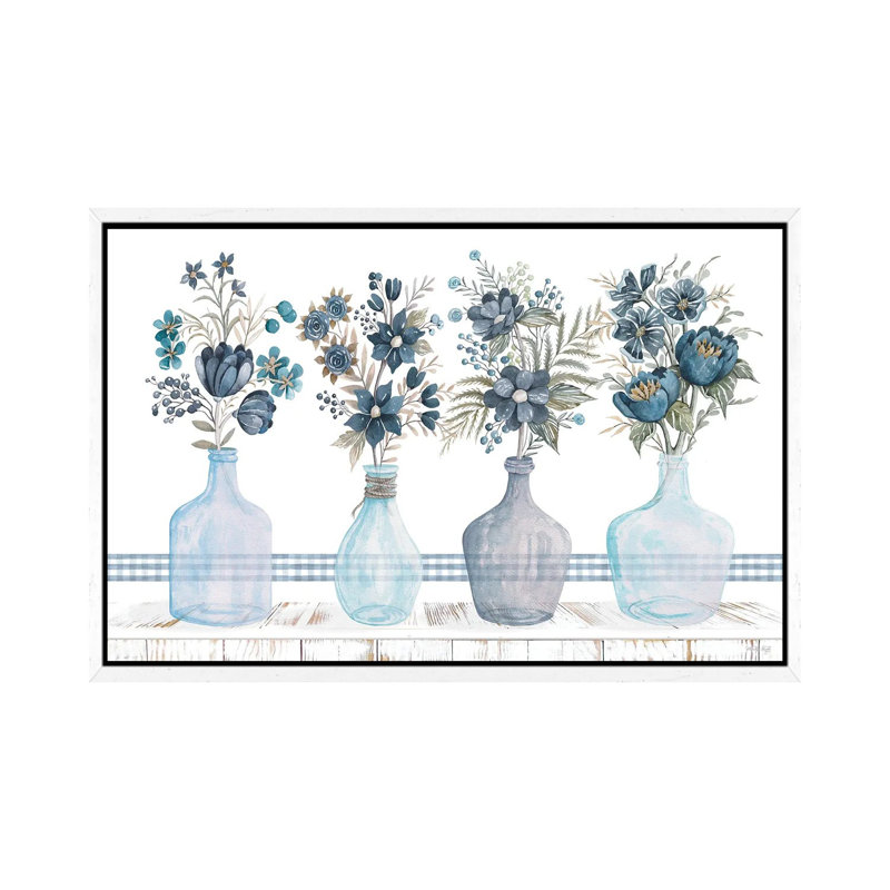Feeling Blue Florals by Cindy Jacobs - Gallery-Wrapped Canvas Giclée on Canvas, White Framed, 152.5 cm H x 101.5 cm W