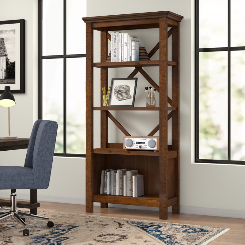 Auberon Etagere Bookcase, Brown, (4 Shelves) 75"H x 34"W x 12"D