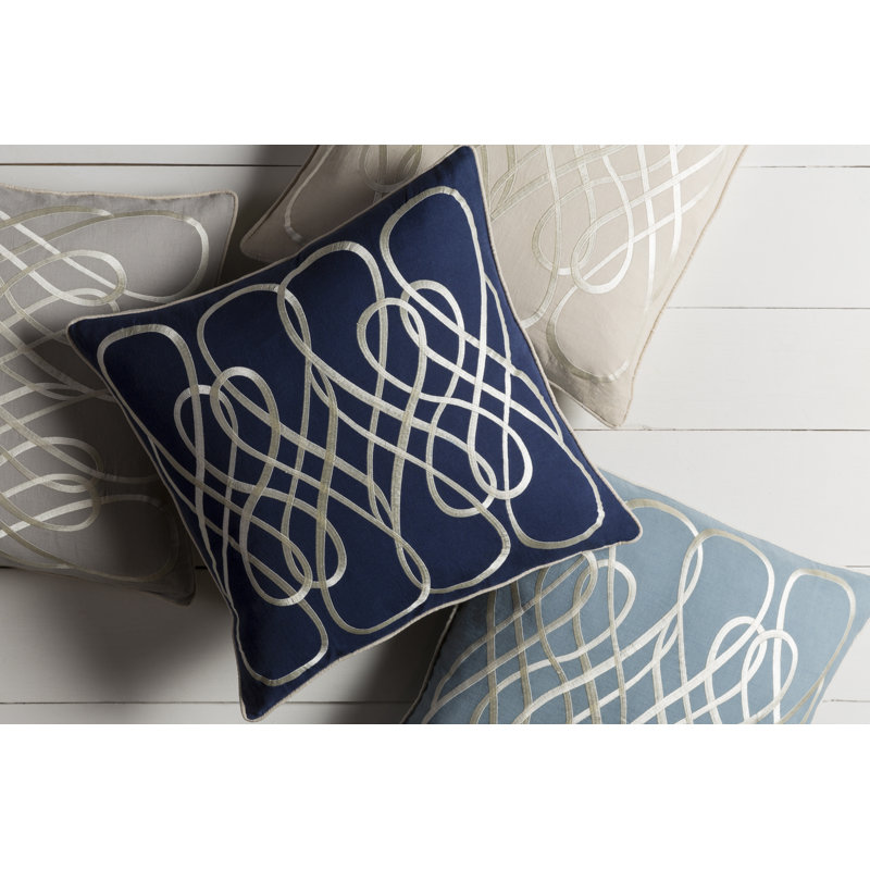Abstract Linen Throw Pillow, 22" x 22", Beige