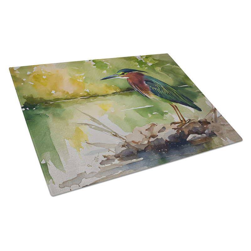 Green Heron Glass Cutting Board