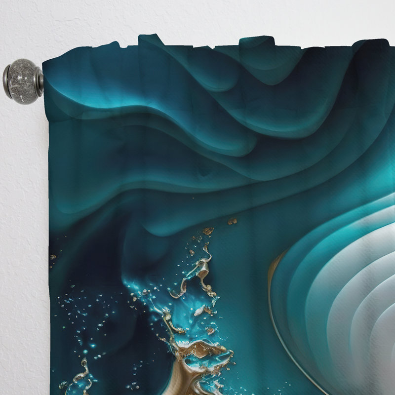 Abstract Geode Turquoise II - Rideau en marbre abstrait - Velours obscurcissant - 1 panneau, L 52 po x L 63 po