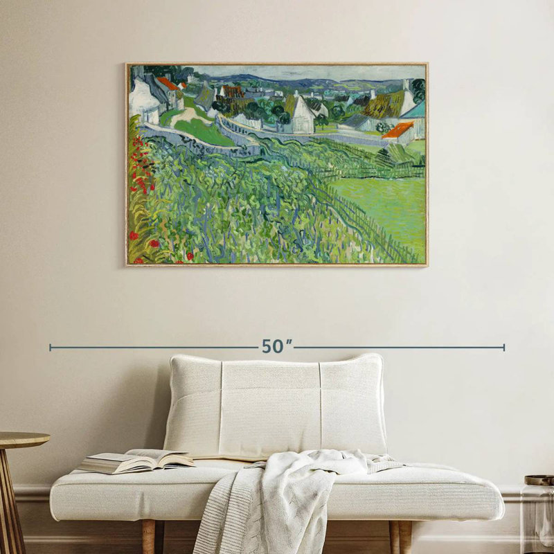 Vignobles à Auvers, Cadre flottant en bois naturel, 40 po x 27 po
