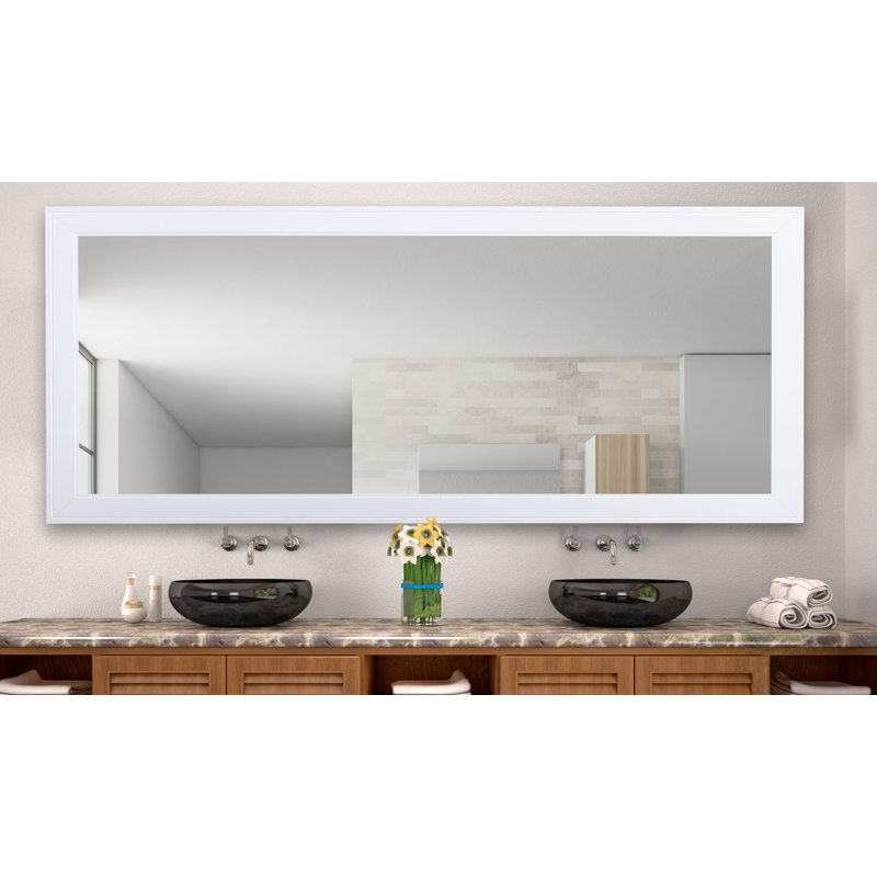 Bovee Engineered Wood Flat Wall Mirror, White, 36" x 55.5"