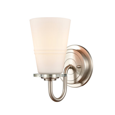 Amanni - 1 Light - 5 inch - Satin Nickel - White Shade - Bath Vanity Light