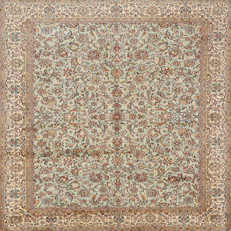 Tapis traditionnel gris / beige, Carré 5 pi