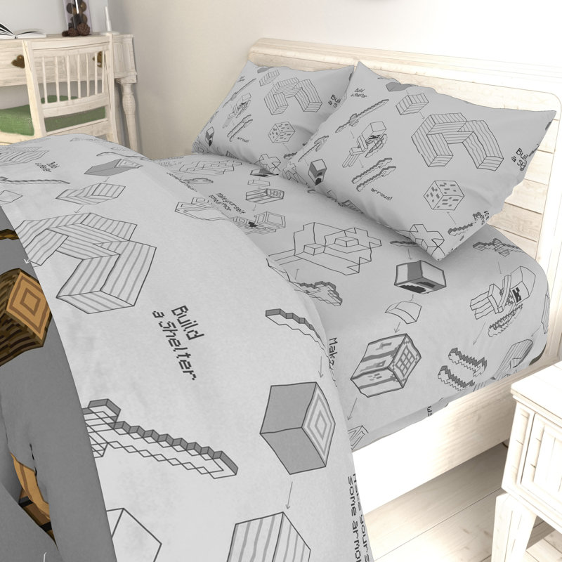 Ensemble de draps en microfibre Minecraft, Double
