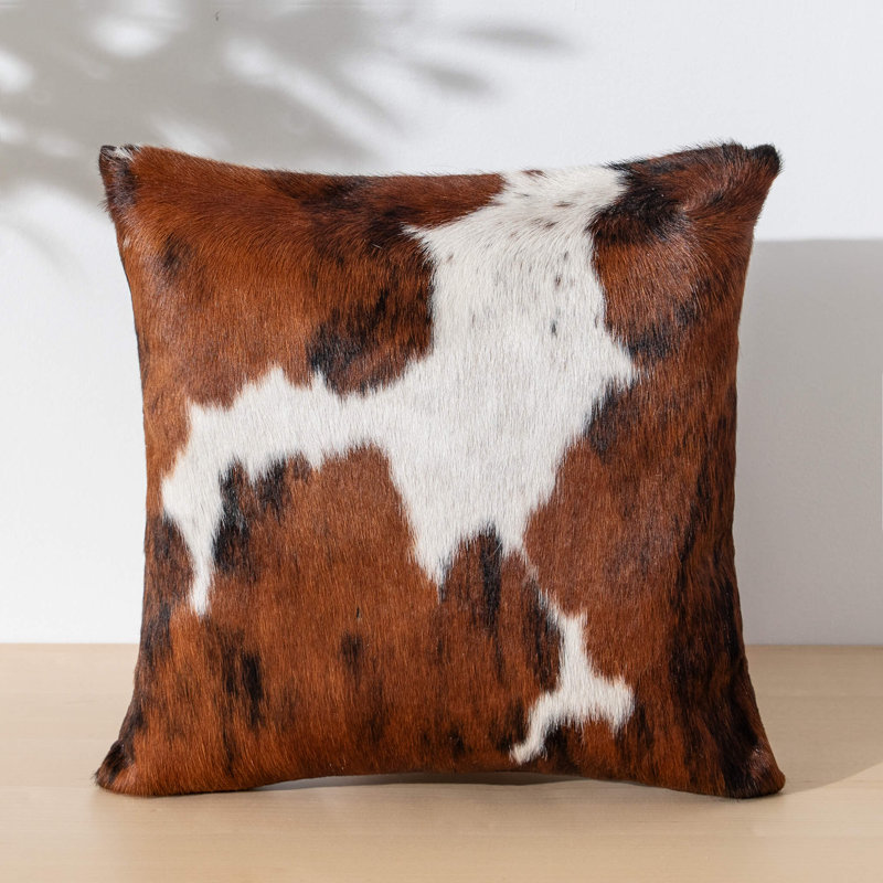 Housse et insert de coussin en cuir de vache tricolore