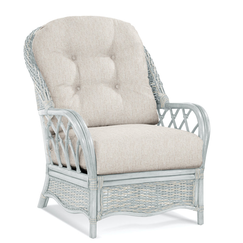  Everglade Rattan Arm Chair, Bisque, Snow Crypton Performance; 0884-91